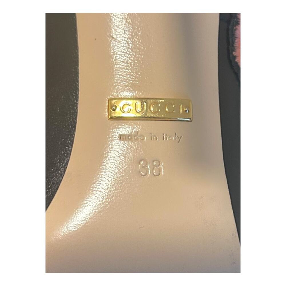 Gucci Ophelia Embroidered Heel Pumps Black 38 - Picture 8 of 9